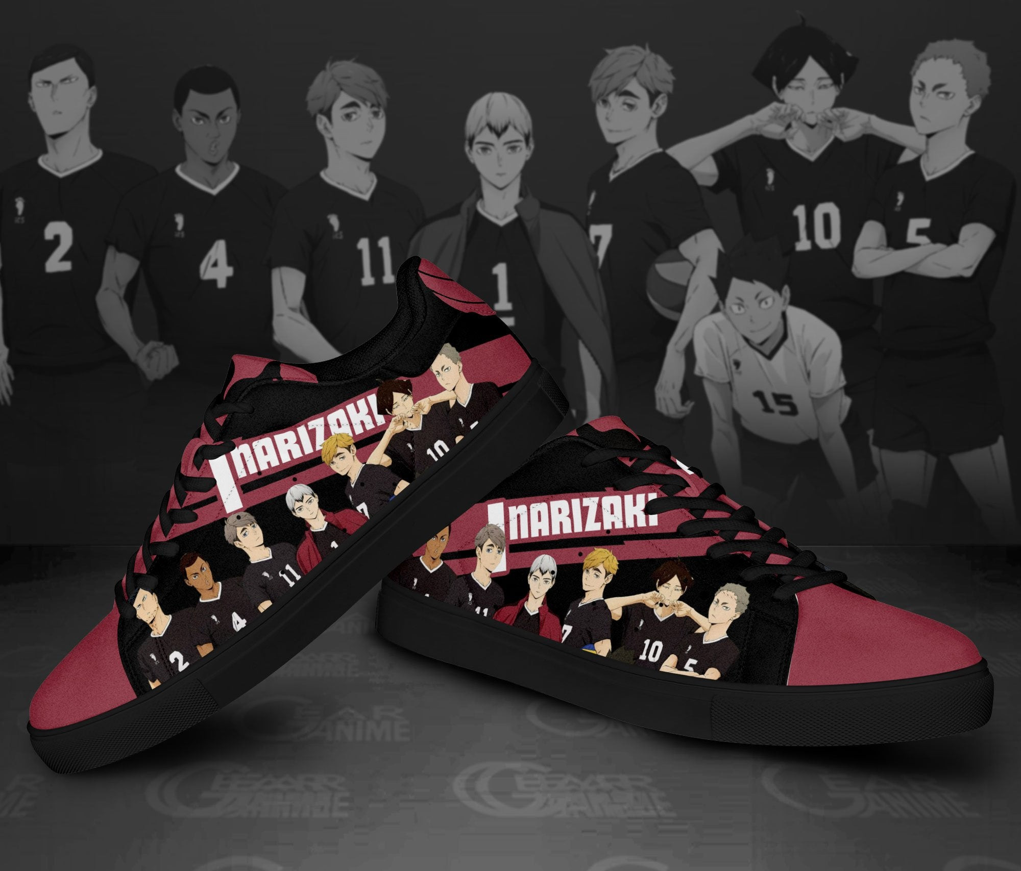 Haikyu Inarizaki Skate Shoes Black Haikyu!! Custom Anime Shoes