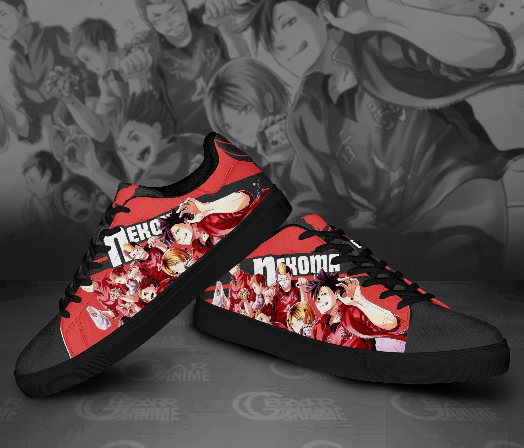 Haikyu Nekoma Skate Shoes Black Haikyu!! Custom Anime Shoes