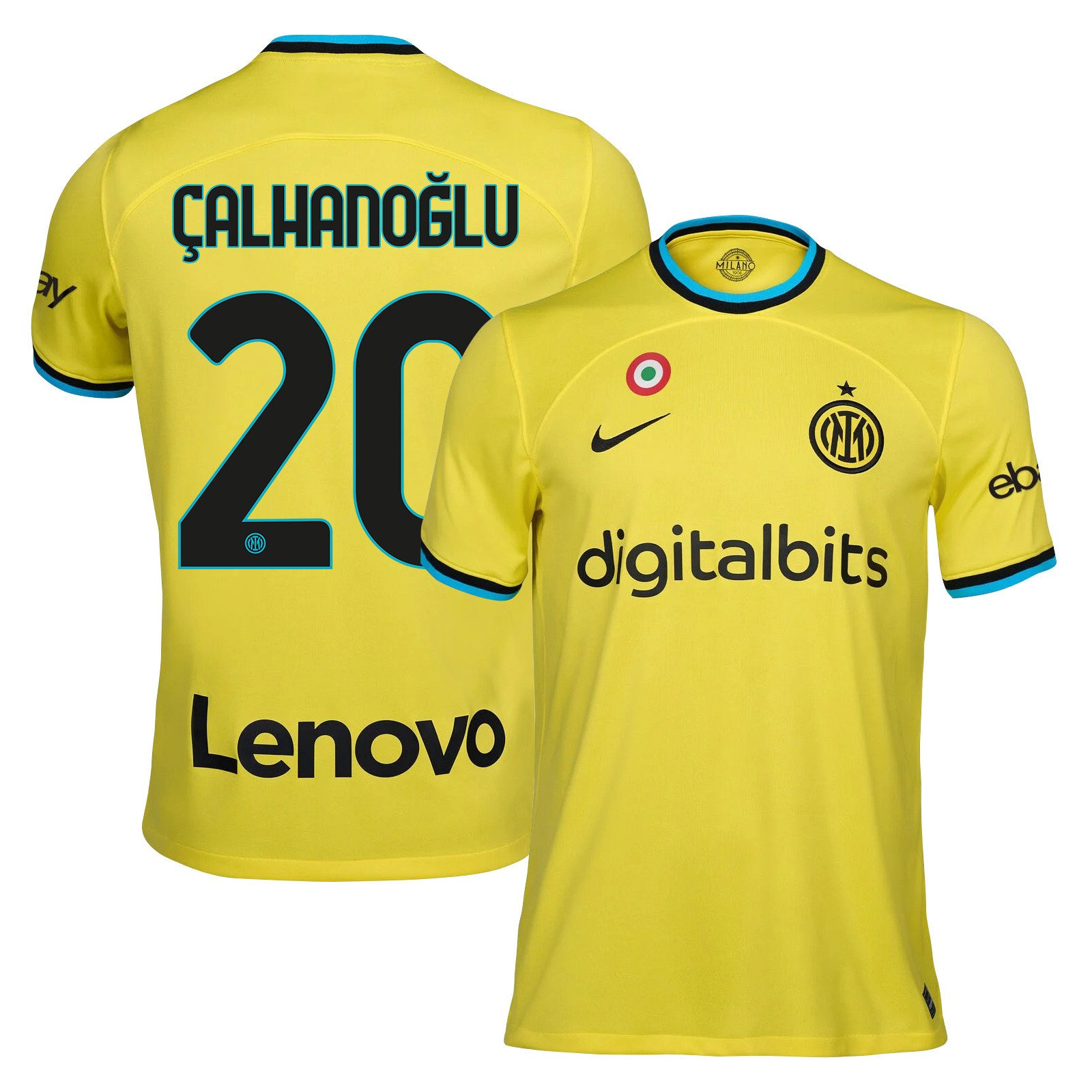 Hakan Çalhano?lu 20 Inter Milan 2022/23 Third Men Jersey – Yellow