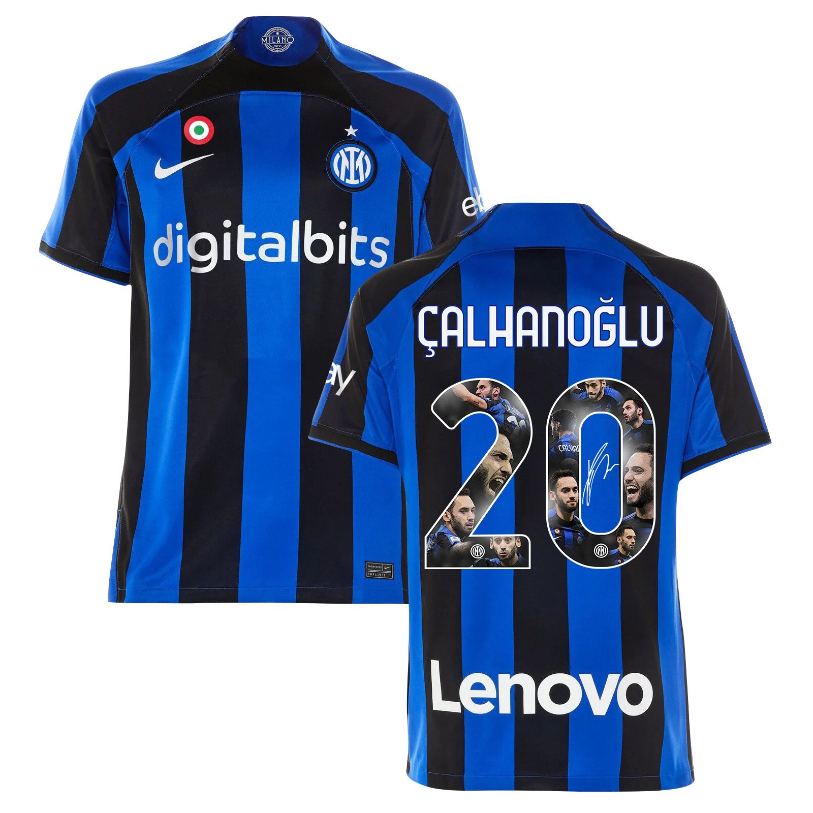 Hakan Çalhano?lu 20 Inter Milan Photos And Sign 2022-23 Home Men Jersey