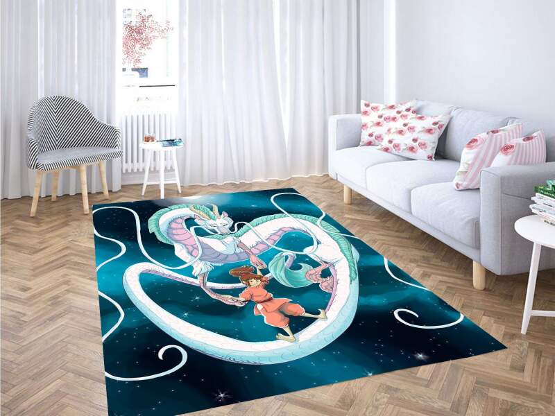 Haku And Chihiro Flying Carpet Rectangle Rug