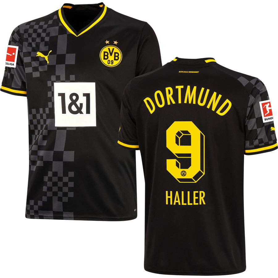Haller 9 Borussia Dortmund Bundesliga Patch Men 2022/23 Away Soccer Jersey – Black