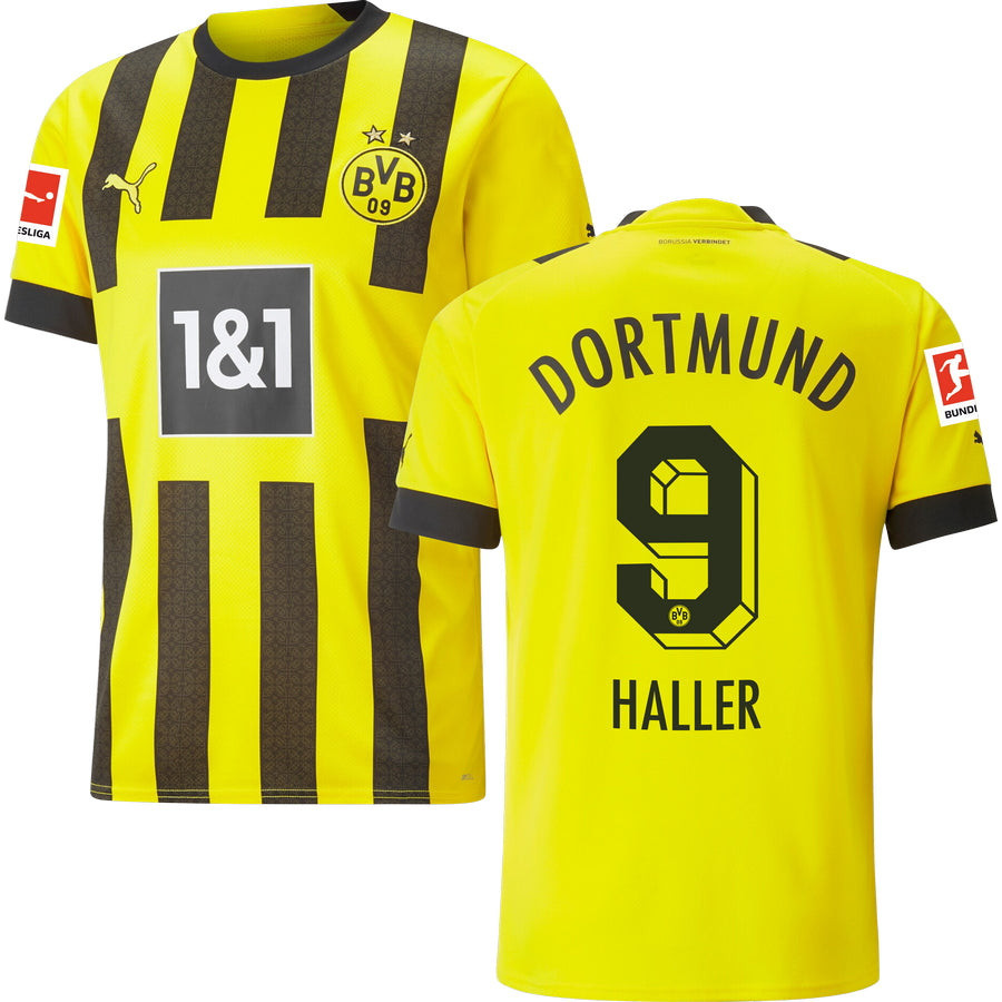 Haller 9 Borussia Dortmund Bundesliga Patch Men 2022/23 Home Player Soccer Jersey – Yellow