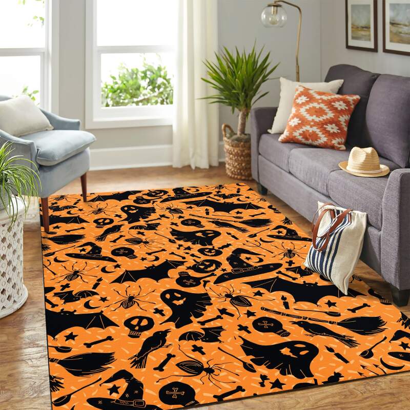 Halloween Orange Carpet Rectangle Rug