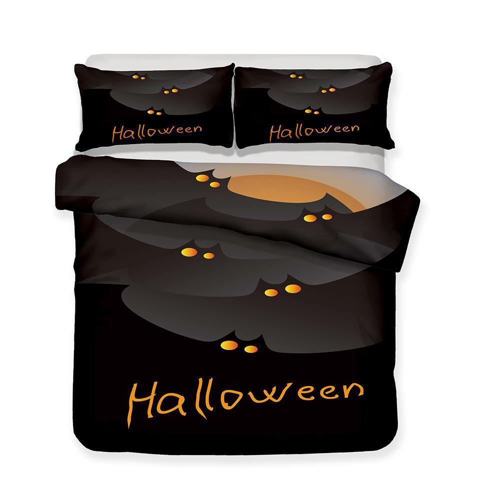 Halloween Pumpkin Light Theme Quilt Bed Cover Pieceet3D Customized Duvet Cover Bedding Set