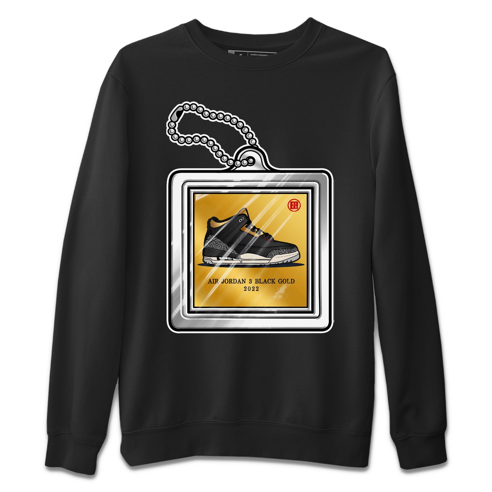 Hang Tag Unisex Sweater – Air Jordan 3 Black Gold, Sneakers Matching Sweater