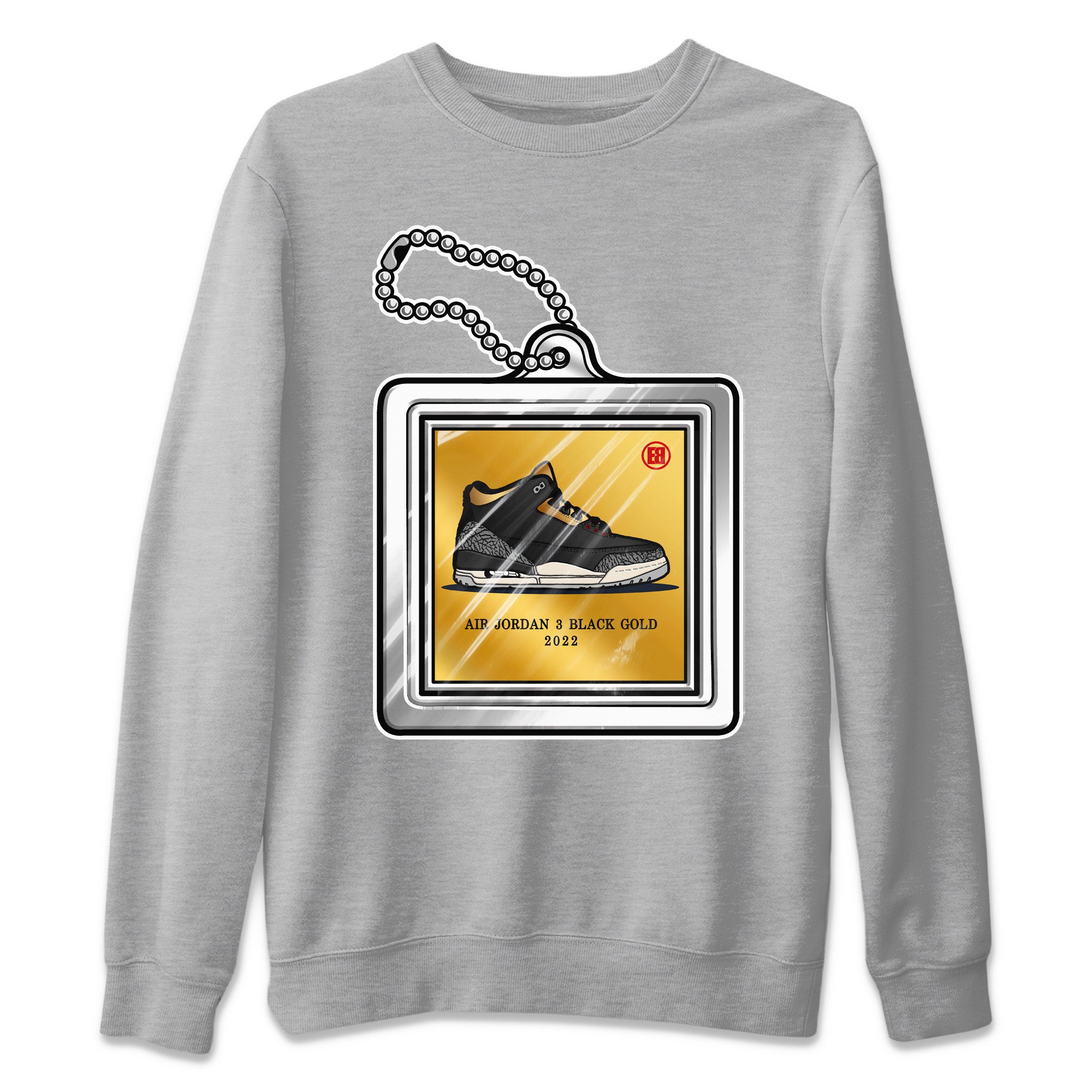Hang Tag Unisex Sweater – Air Jordan 3 Black Gold, Sneakers Matching Sweater