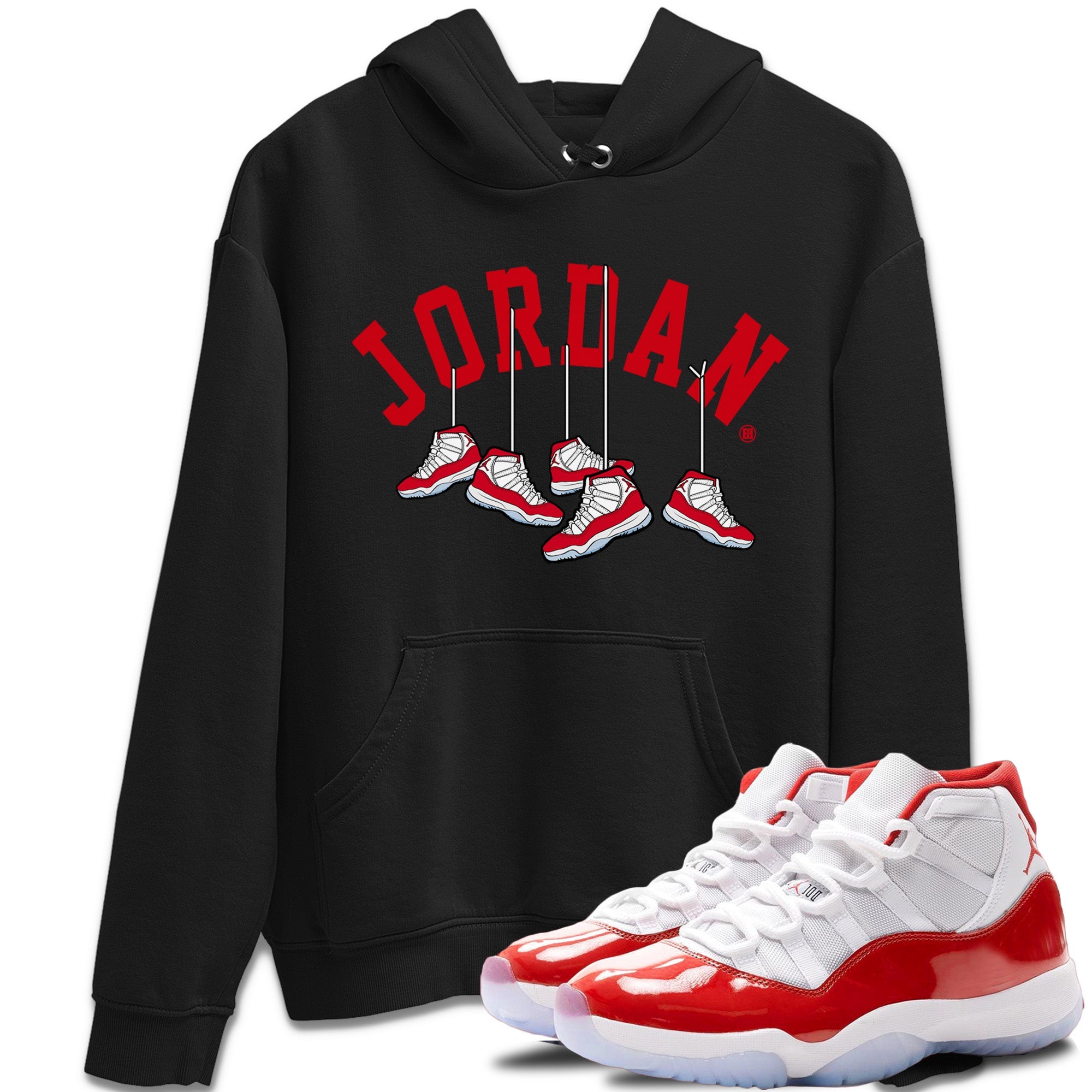 Hanging Sneakers Unisex Hoodie – Air Jordan 11 Cherry