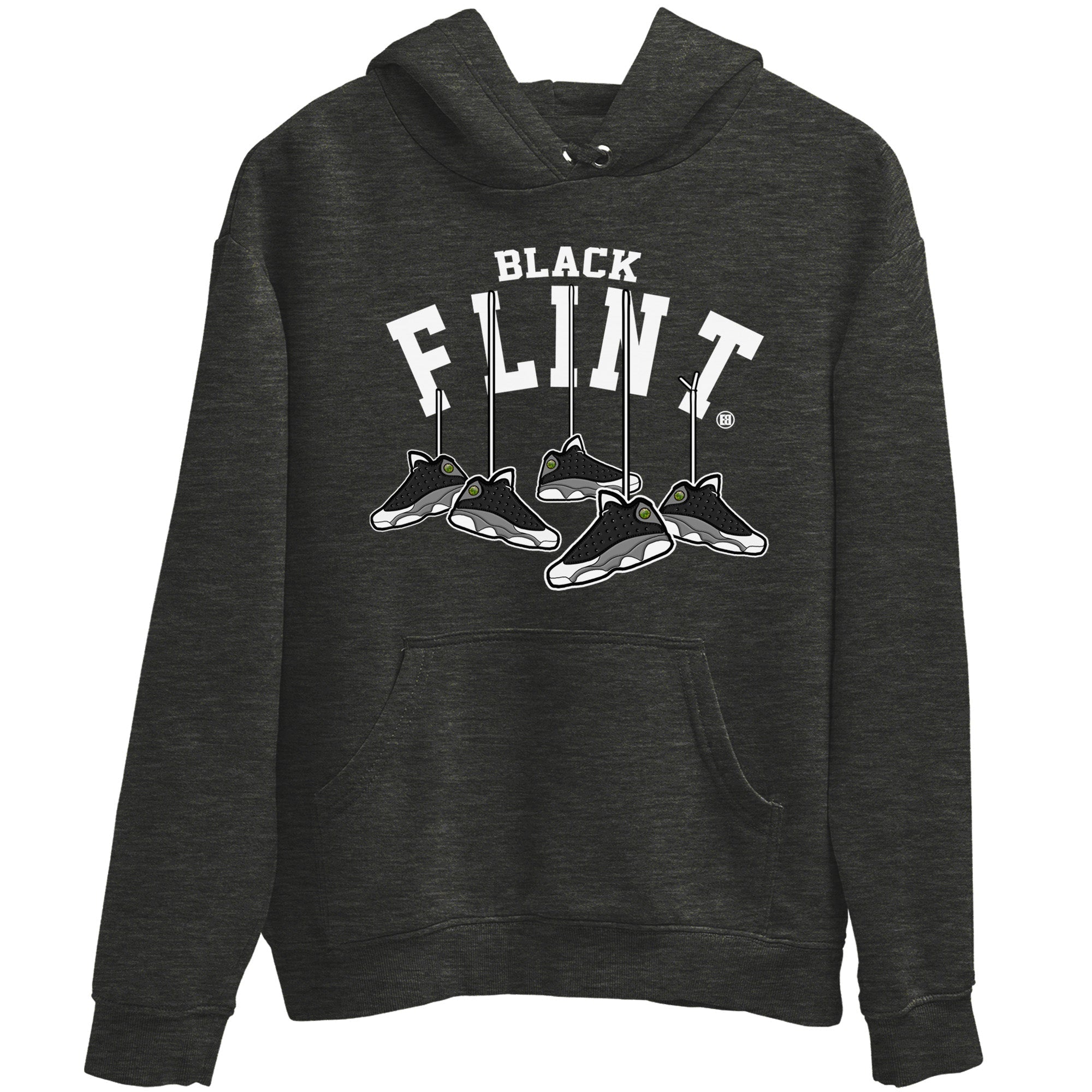 Hanging Sneakers Unisex Hoodie – Air Jordan 13 Black Flint