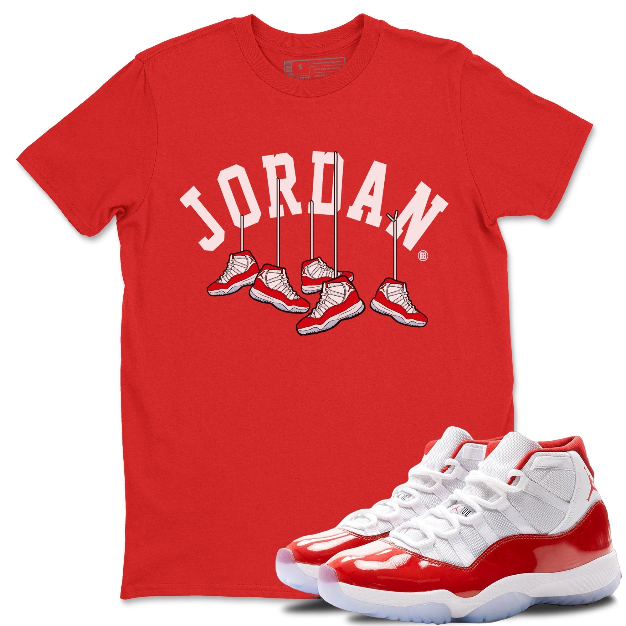 Hanging Sneakers Unisex Tshirt – Air Jordan 11 Cherry