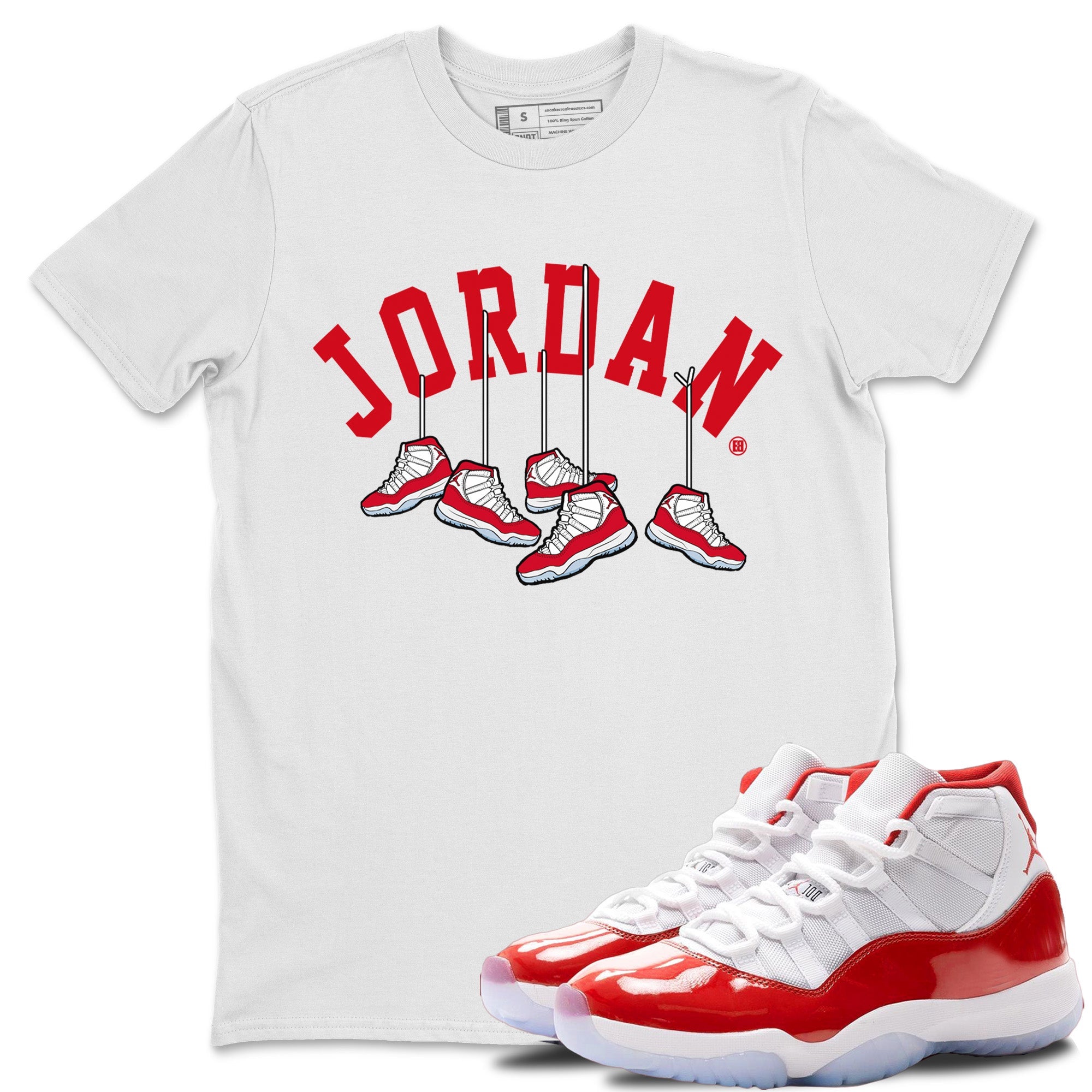 Hanging Sneakers Unisex Tshirt – Air Jordan 11 Cherry