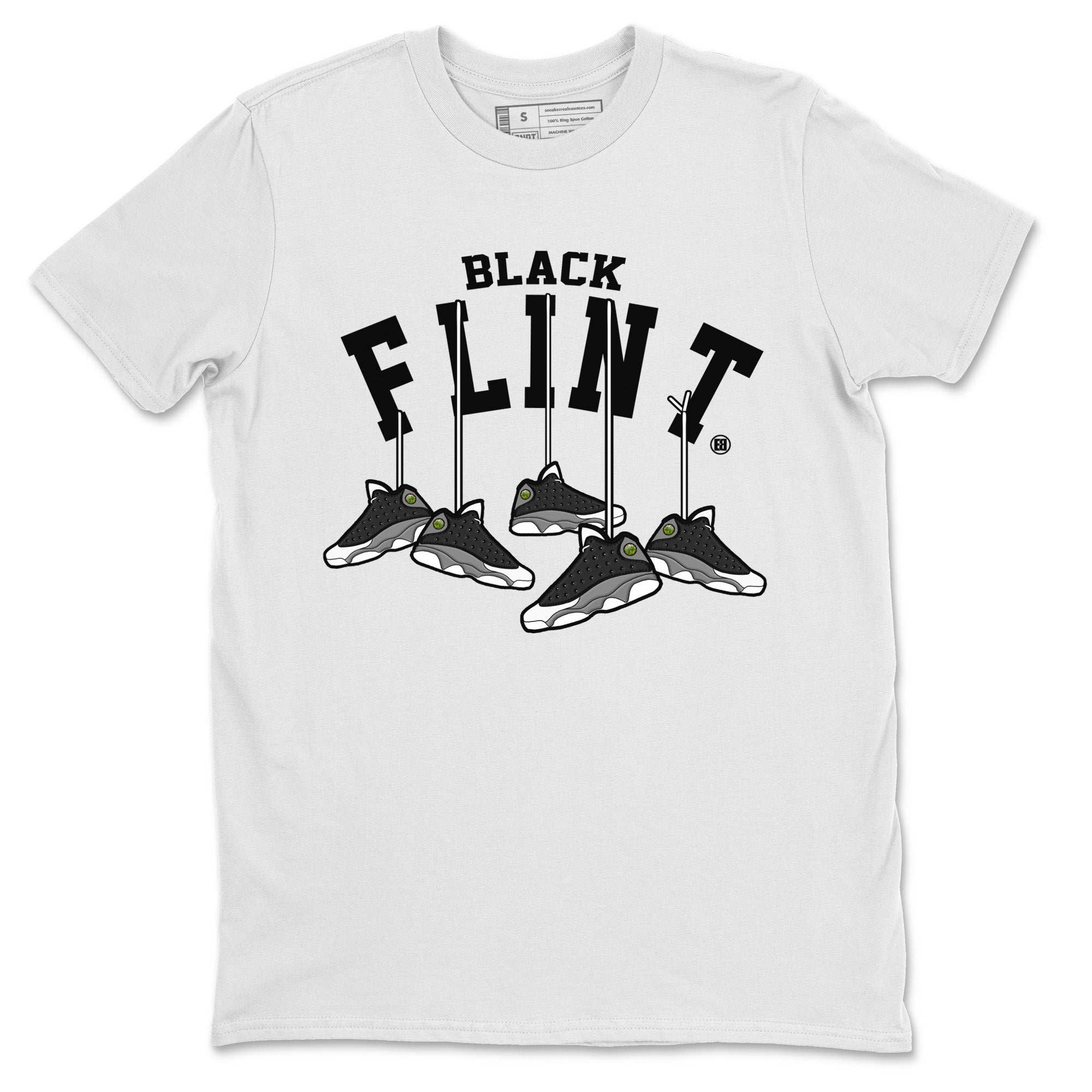 Hanging Sneakers Unisex Tshirt – Air Jordan 13 Black Flint