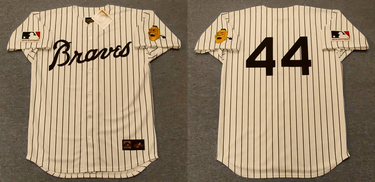 Hank Aaron Atlanta Braves 1969 Majestic Throwback White Jersey - All Stitched