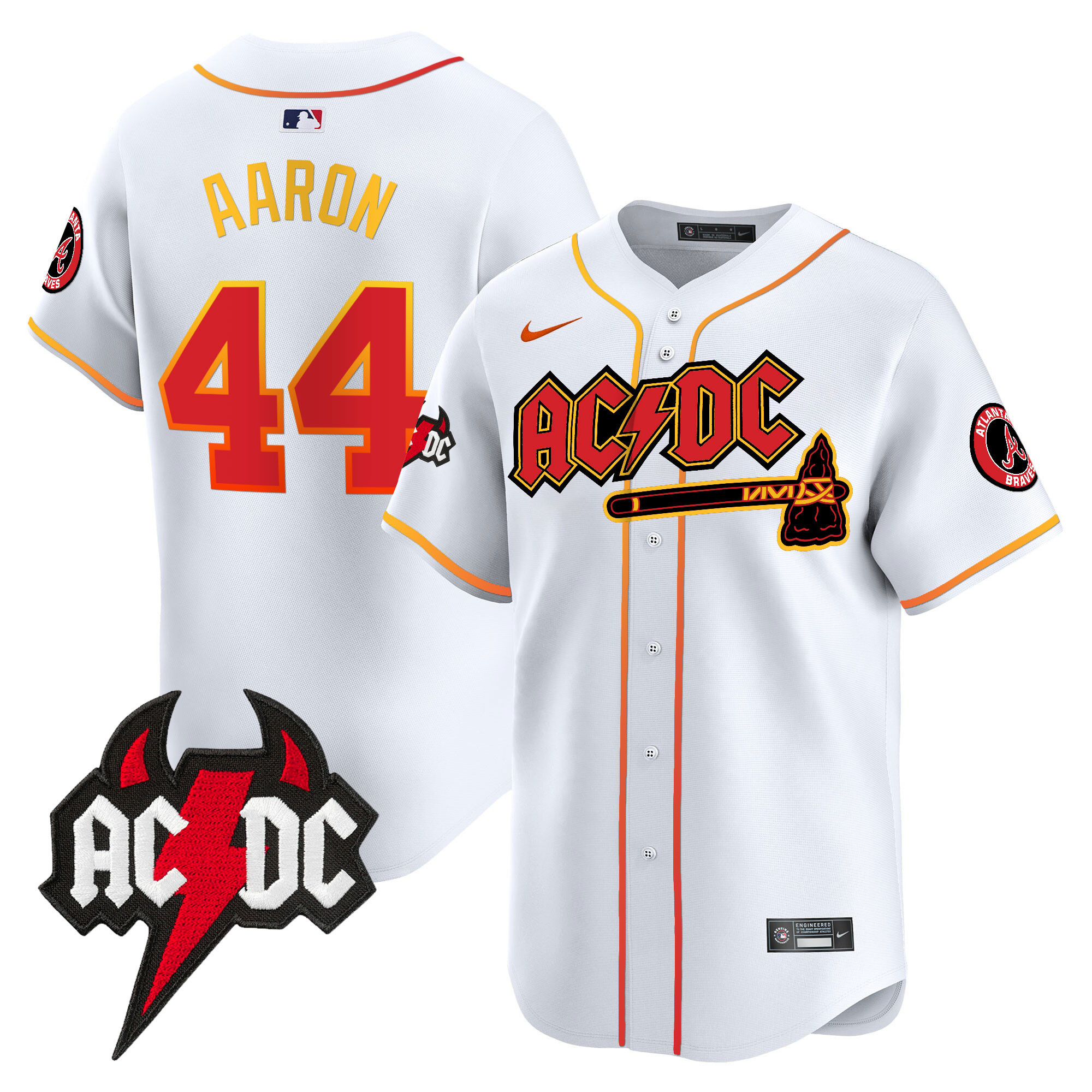 Hank Aaron Men's Atlanta Braves AC/DC Vapor Premier Limited White Jersey - All Stitched