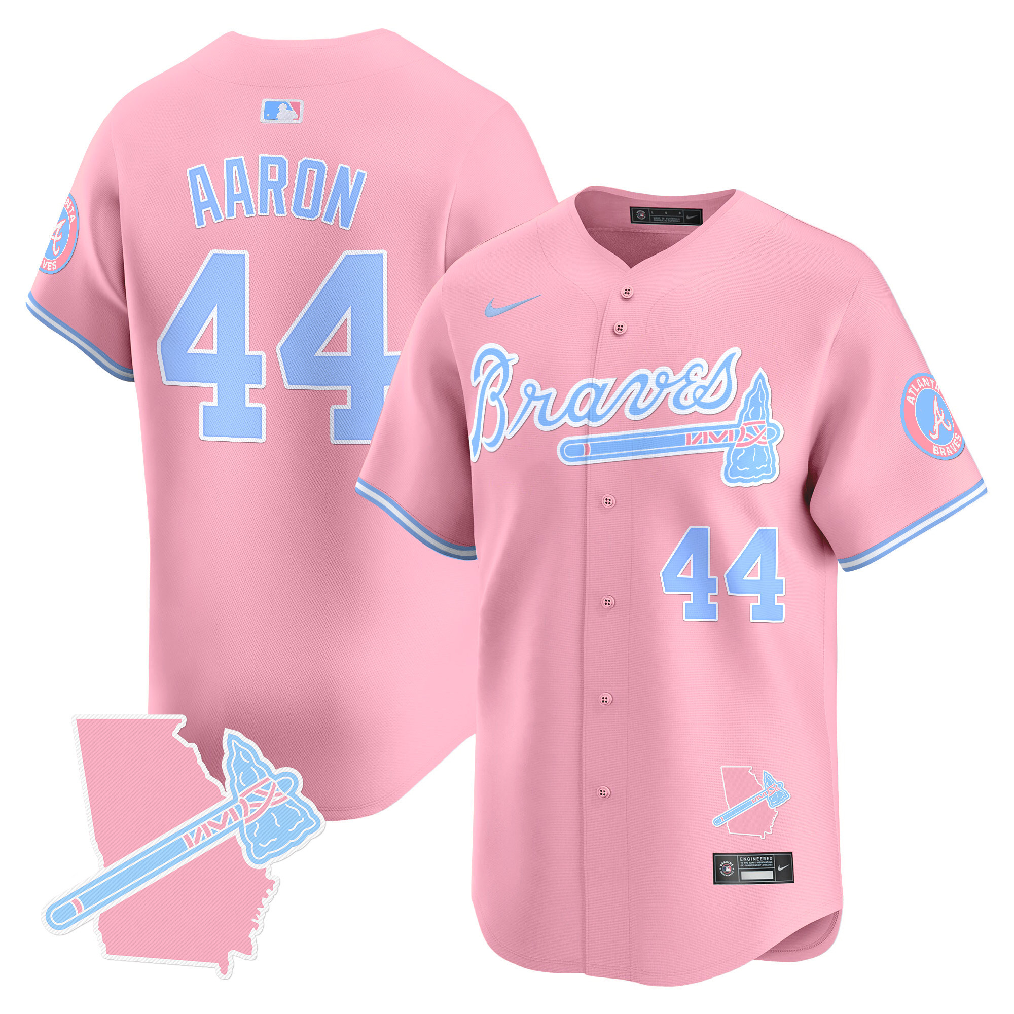 Hank AaronUnisex Atlanta Braves Bubblegum Pink Vapor Premier Limited Pink Jersey - All Stitched