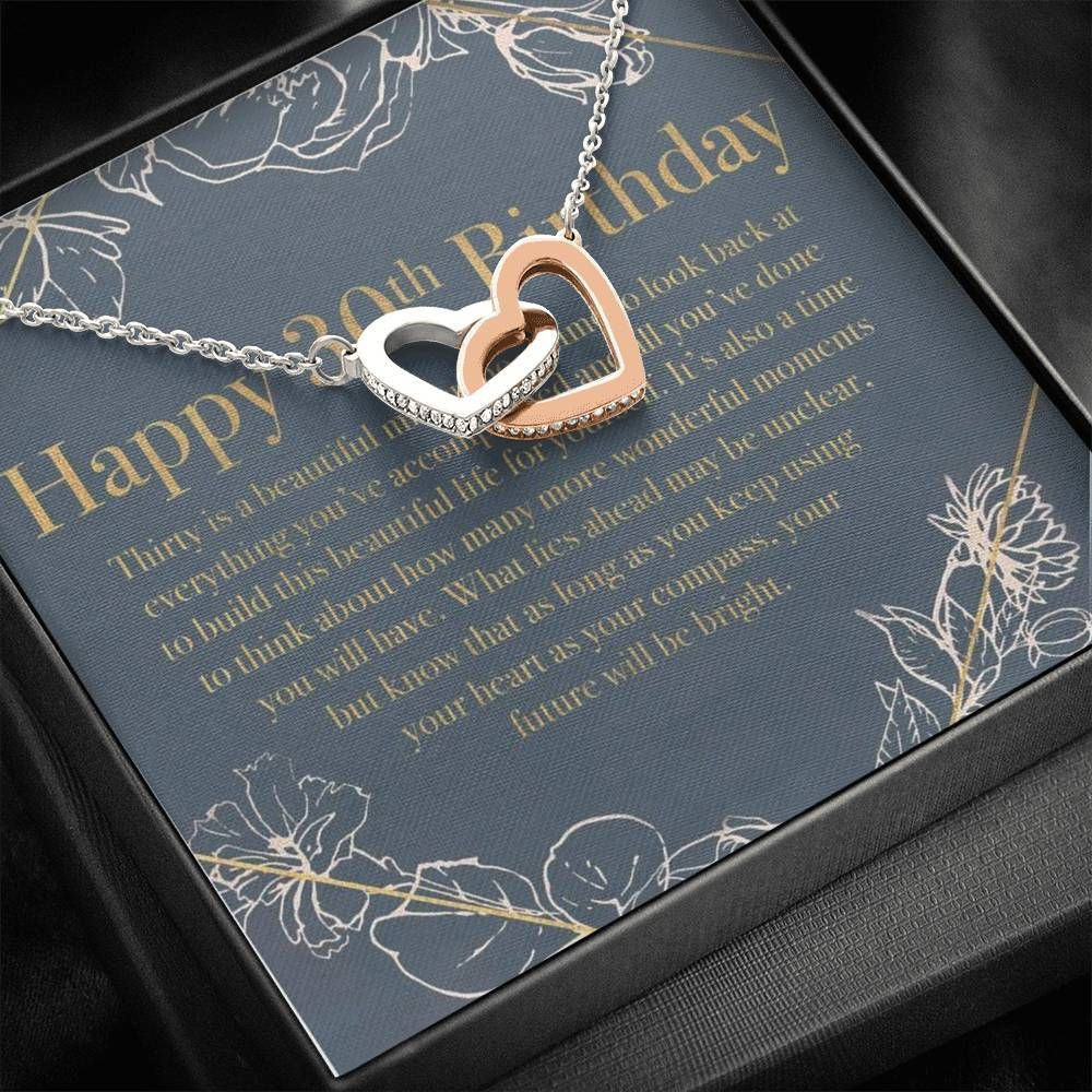 Happy 30th Birthday Gift For Mom Interlocking Hearts Necklace