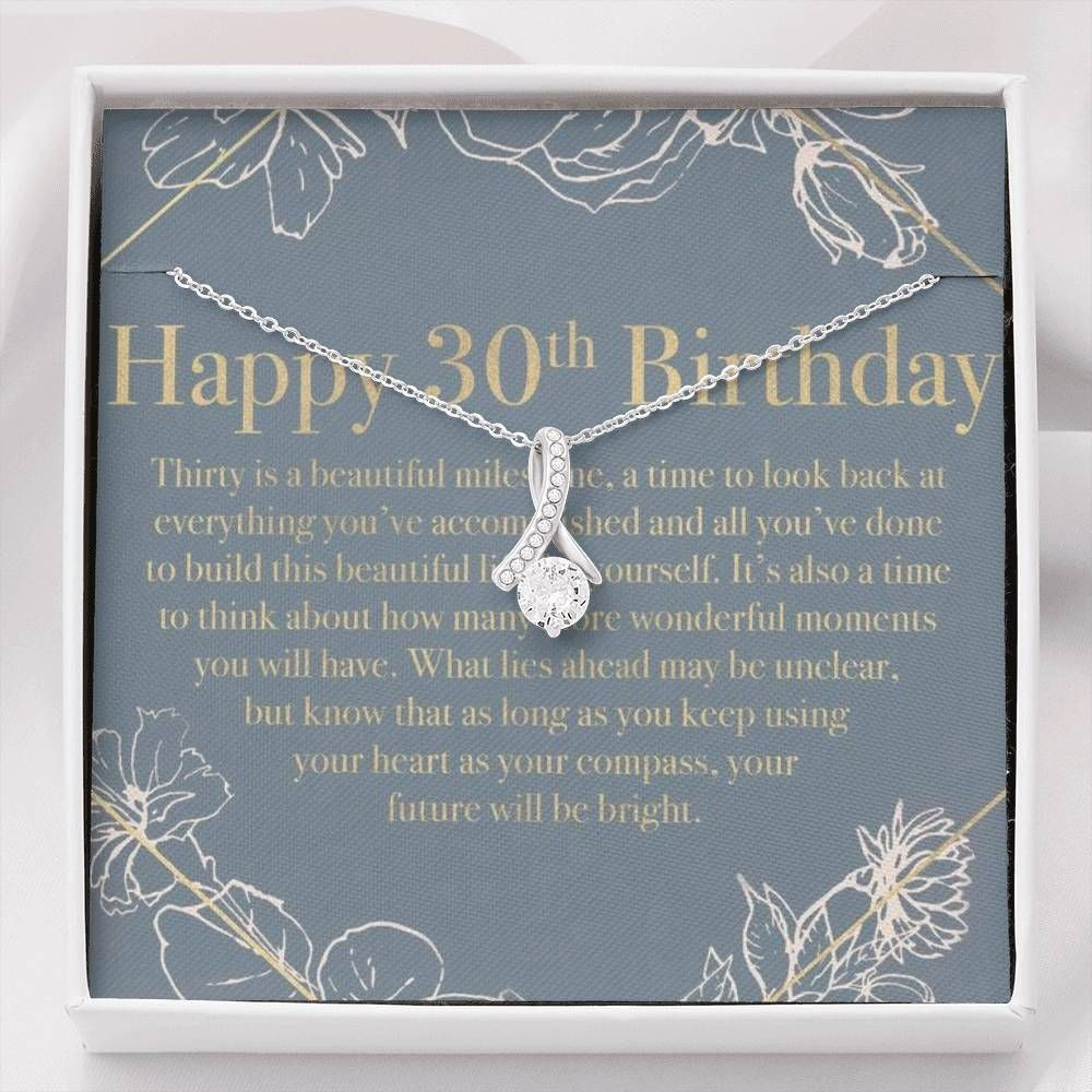 Happy 30th Birthday Your Future Will Be Bright Gift For Mom 14K White Gold Alluring Beauty Necklace
