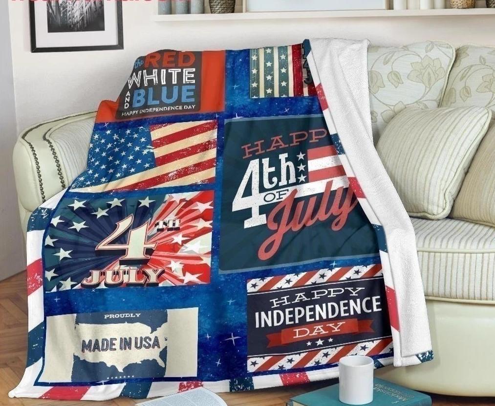 Happy 4th Of July Independence Patriot Fleece Blanket