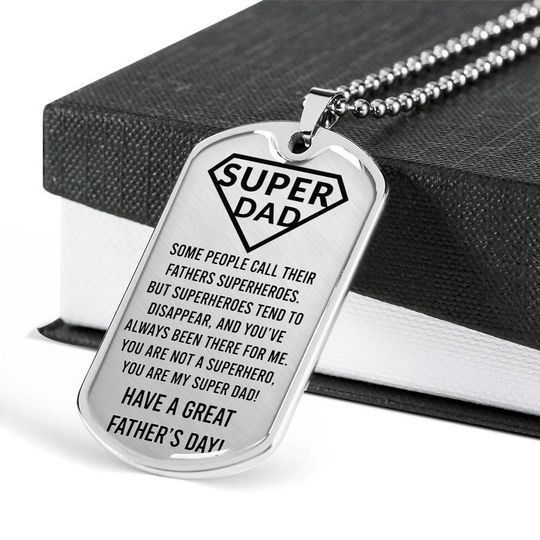 Happy Father’s Day You Are My Super Dad Dog Tag Necklace Gift For Dad