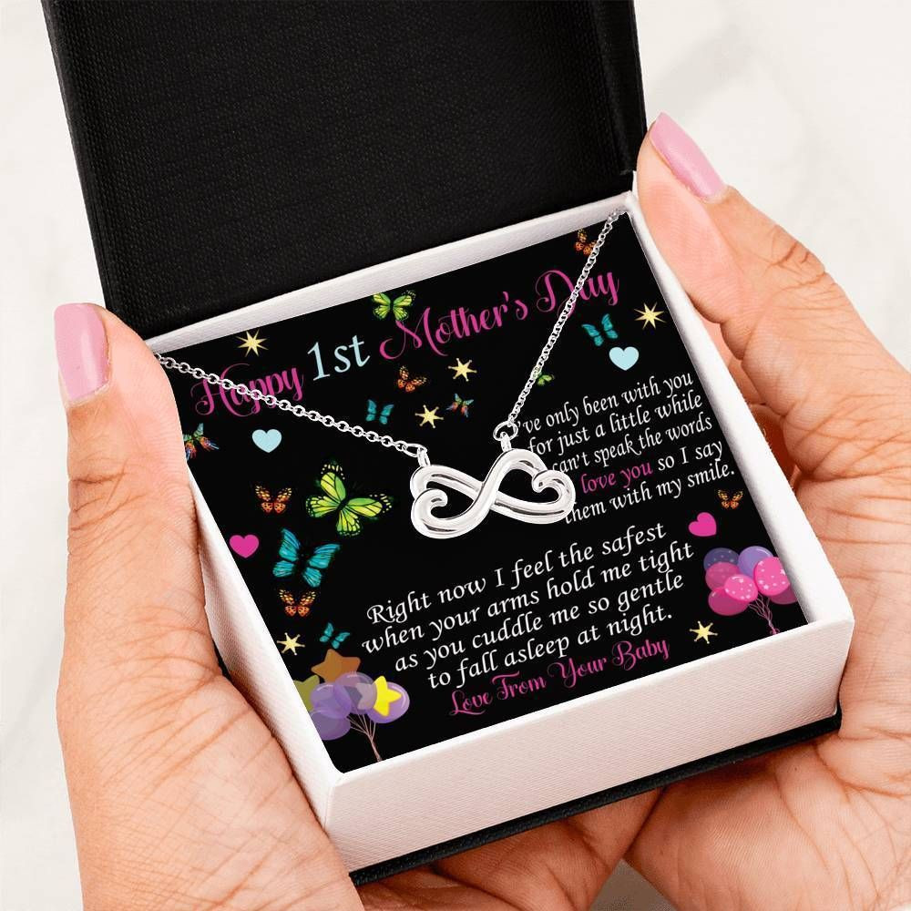 Happy First Mother’s Day Gift For Mom From Baby Infinity Heart Necklace