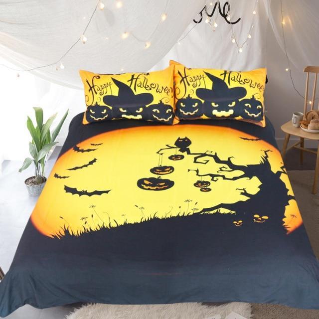 Happy Halloween Tree Kids Bat Pumpkin Quilt Cover Festival Collection Queenize 3D Customized Duvet Cover Bedding Set