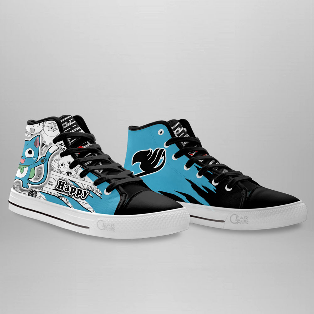 Happy High Top Shoes Custom Fairy Tail Anime Sneakers Mix Manga