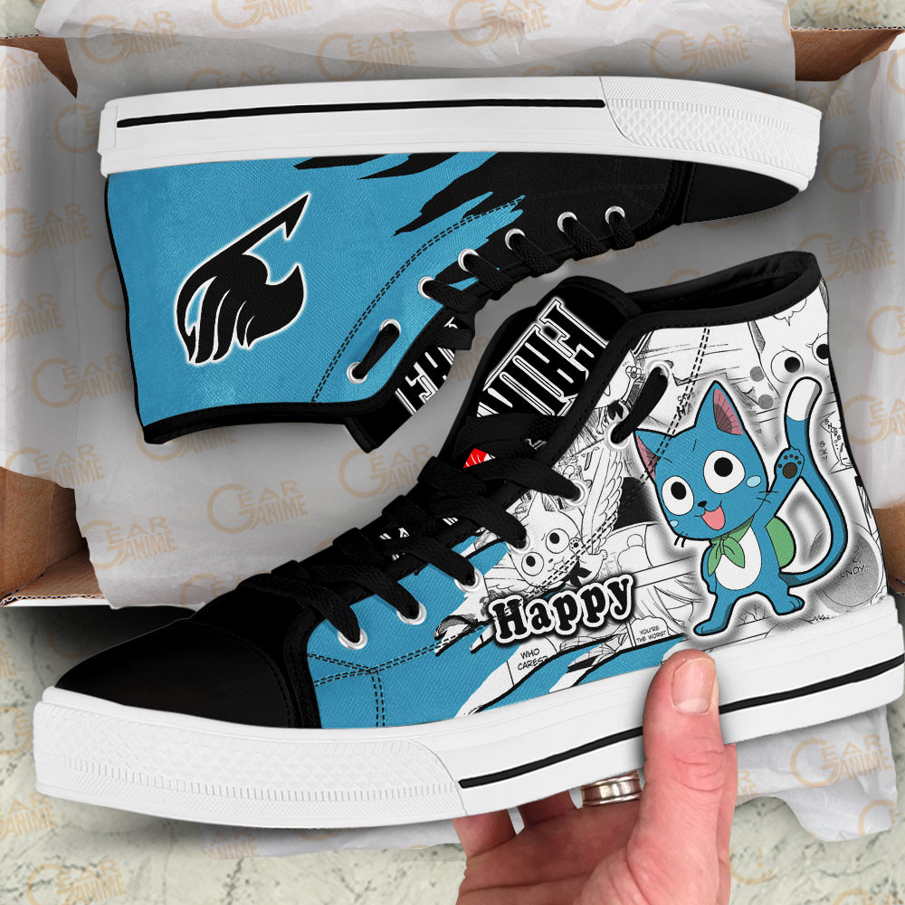 Happy High Top Shoes Custom Fairy Tail Anime Sneakers Mix Manga