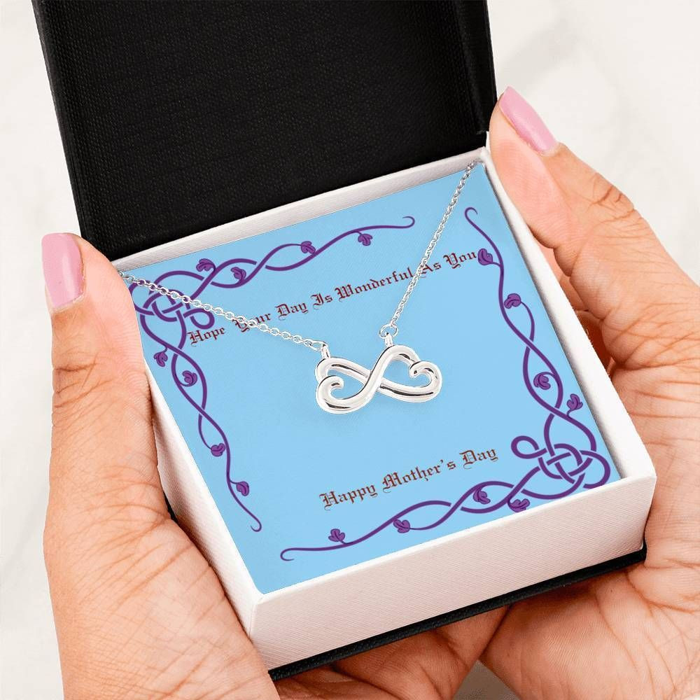 Happy Mother’s Day Blue Infinity Heart Necklace Gift For Mother