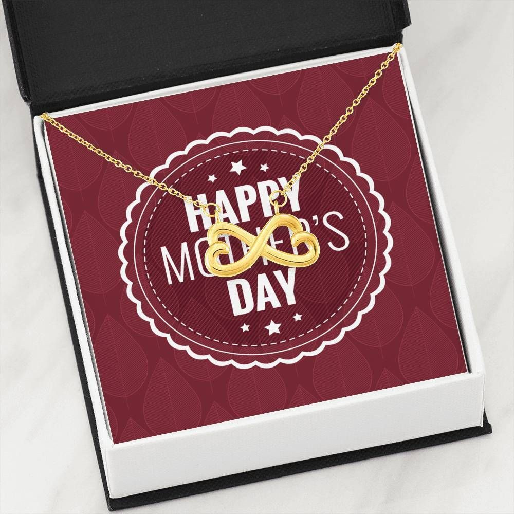 Happy Mother’s Day Burgundy Gift For Mom Infinity Heart Necklace
