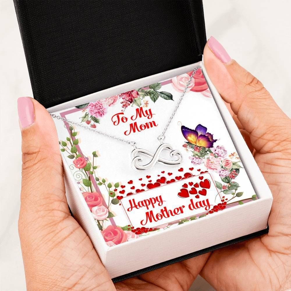 Happy Mother’s Day Butterfly Infinity Heart Necklace For Mom
