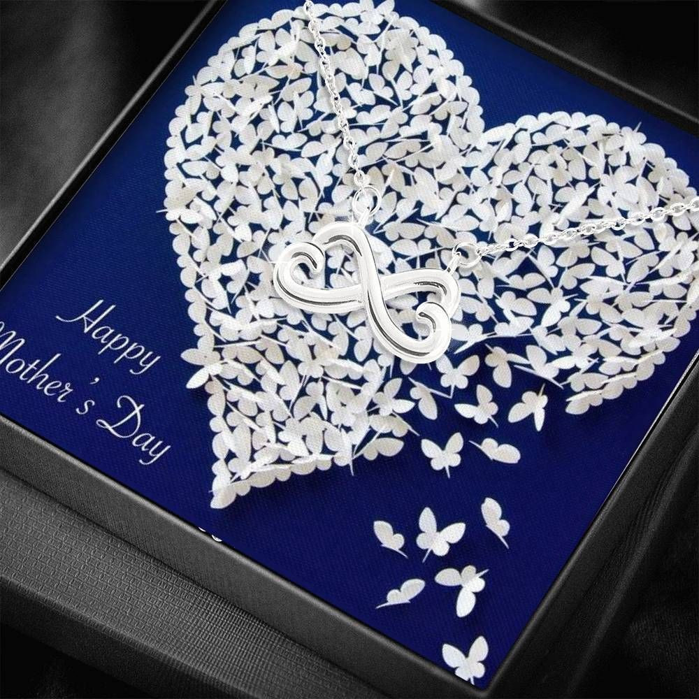 Happy Mother’s Day Butterfly Infinity Hearts Necklace For Mom