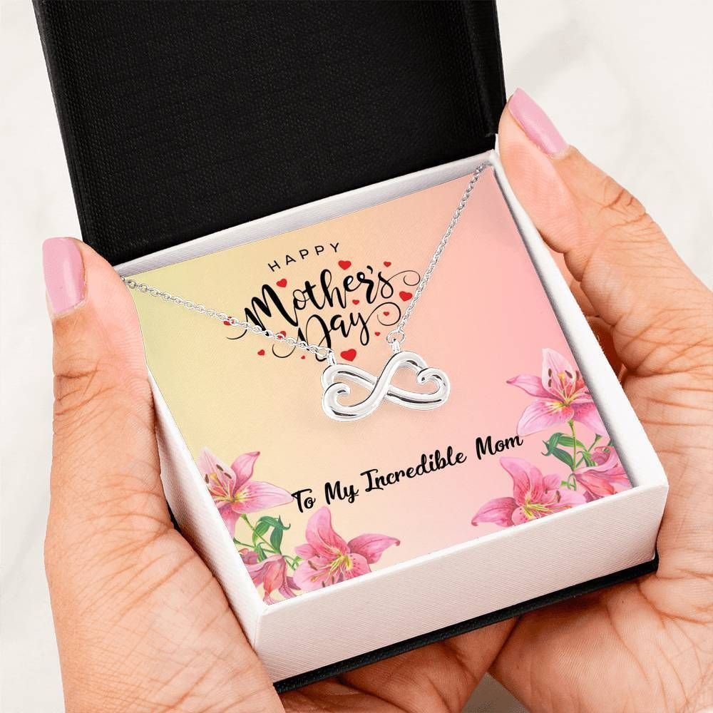 Happy Mother’s Day Flower Infinity Heart Necklace For Mom