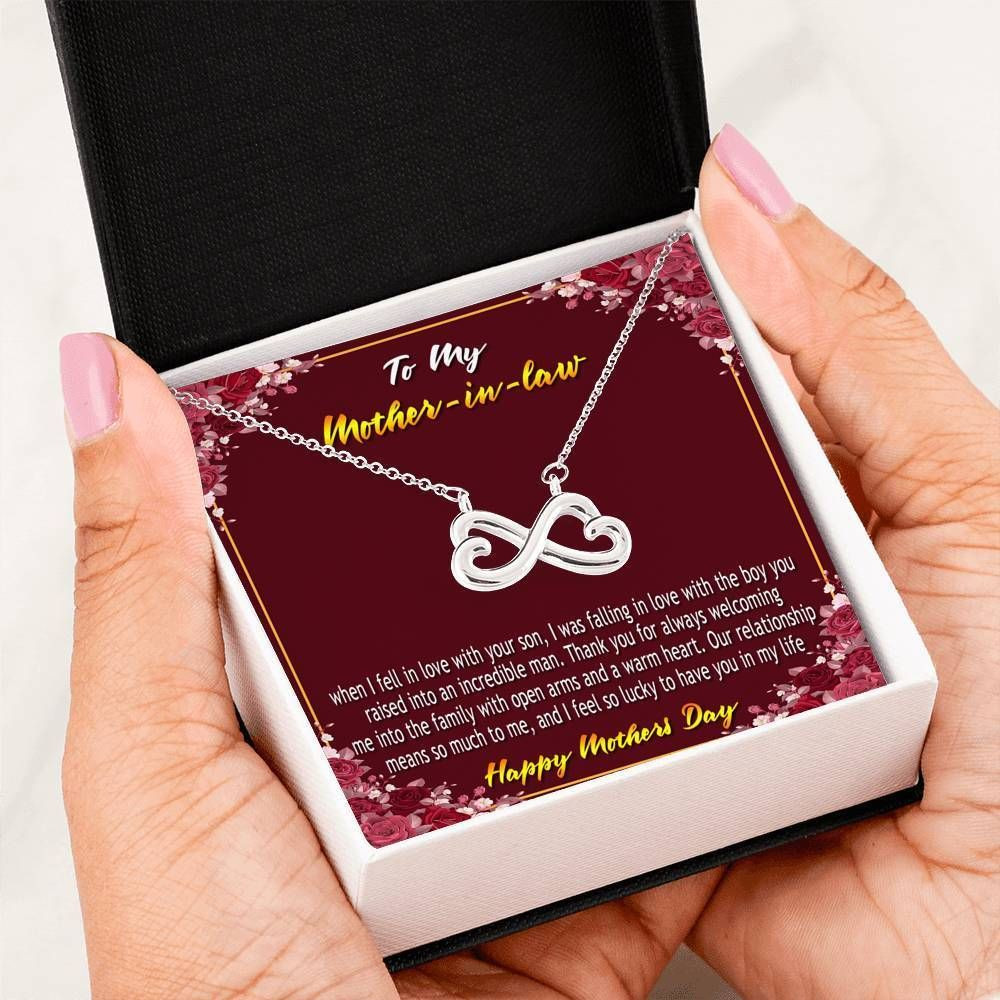 Happy Mother’s Day I Fell In Love With Your Son Infinity Heart Necklace Gift For Mother In Law