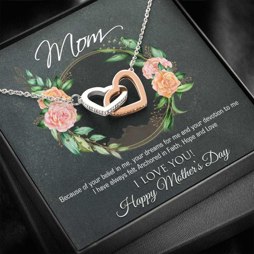 Happy Mother’s Day I Love You Interlocking Hearts Necklace Gift For Mom