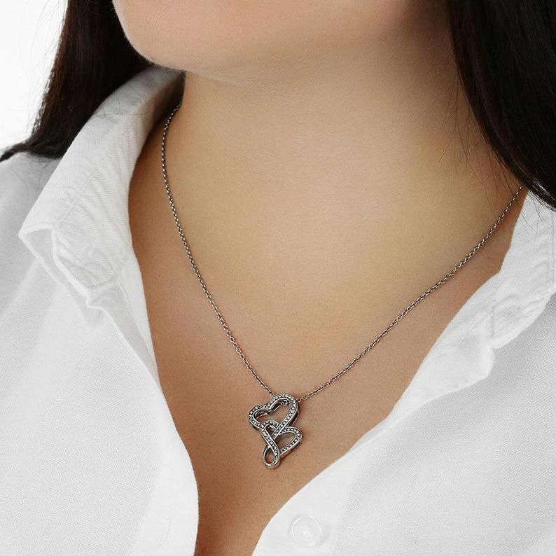 Happy Women’s Day, International Women’s Day Double Heart Necklace 8 March, Gift Idea for Women, IWD 2021 for New Mom Gift