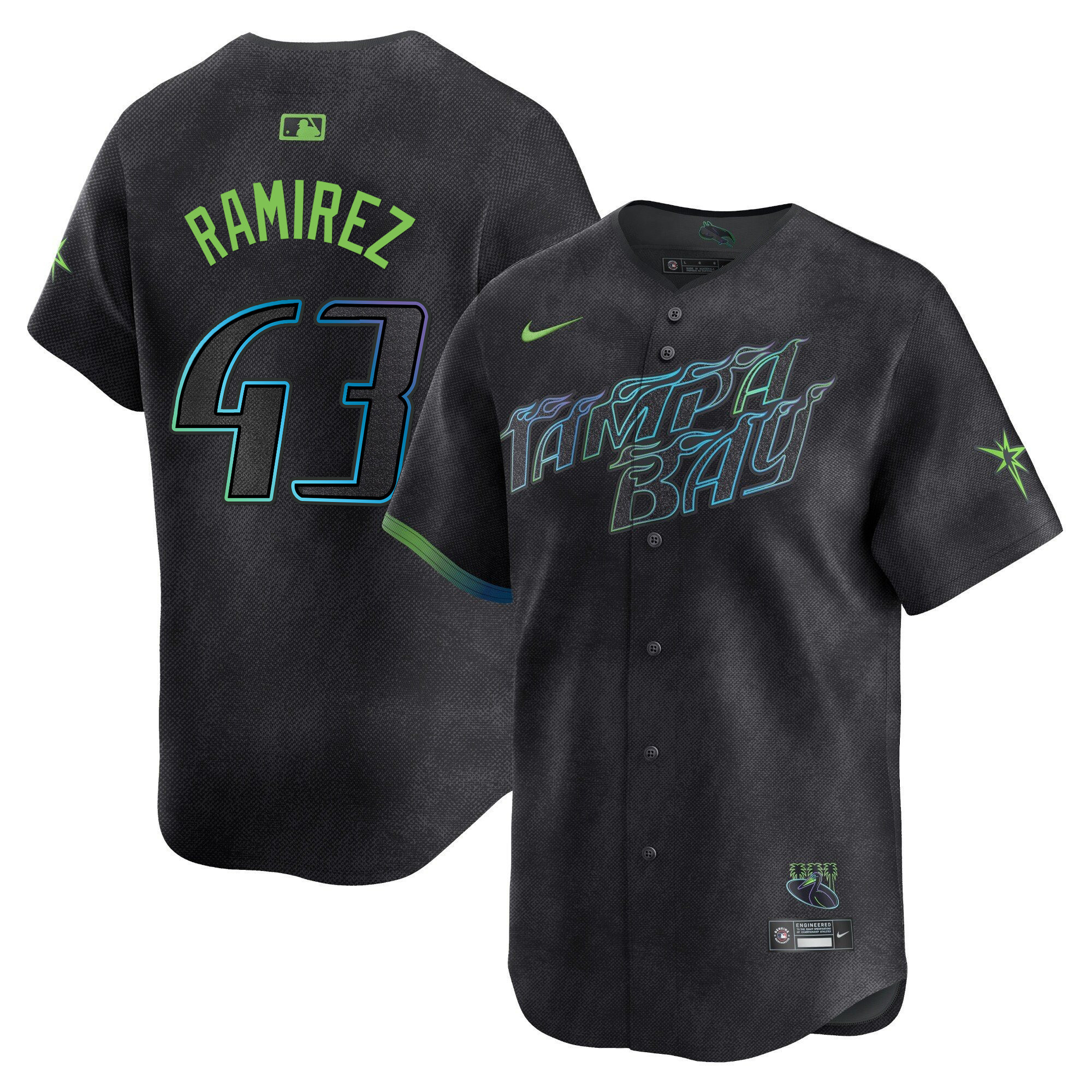 Harold Ramirez Men's Tampa Bay Rays 2024 City Connect Vapor Premier Limited - Charcoal Jersey - All Stitched