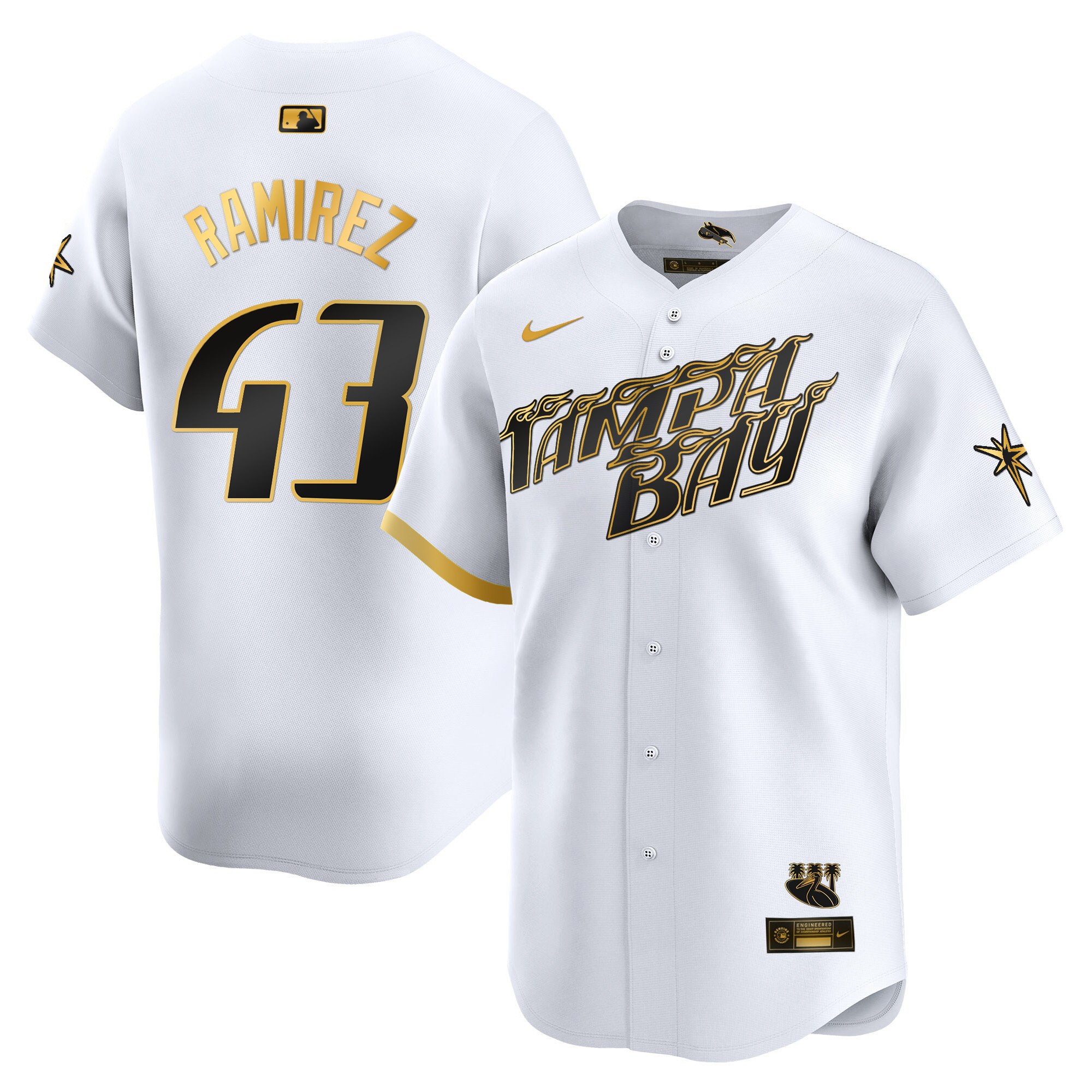 Harold Ramirez Men's Tampa Bay Rays 2024 City Connect Vapor Premier Limited - Charcoal White Gold Jersey - All Stitched