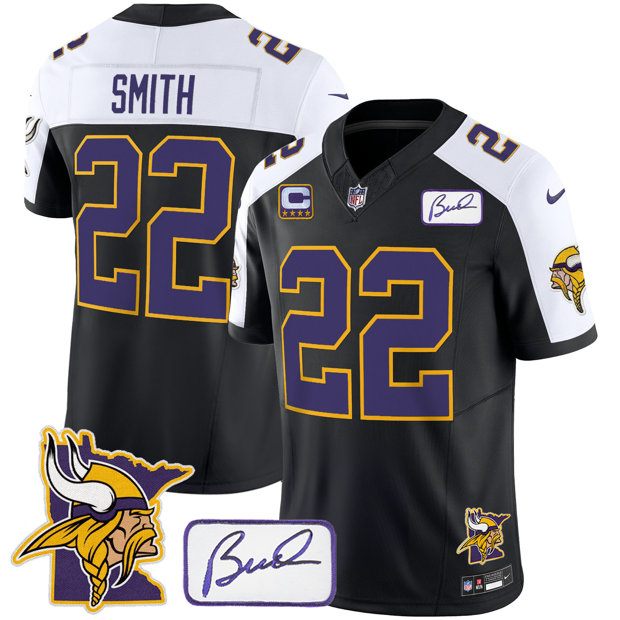 Harrison Smith Men's Minnesota Vikings Bud Grant & Minnesota Patch Classic Limited Black Alternate Jersey - All Stitched