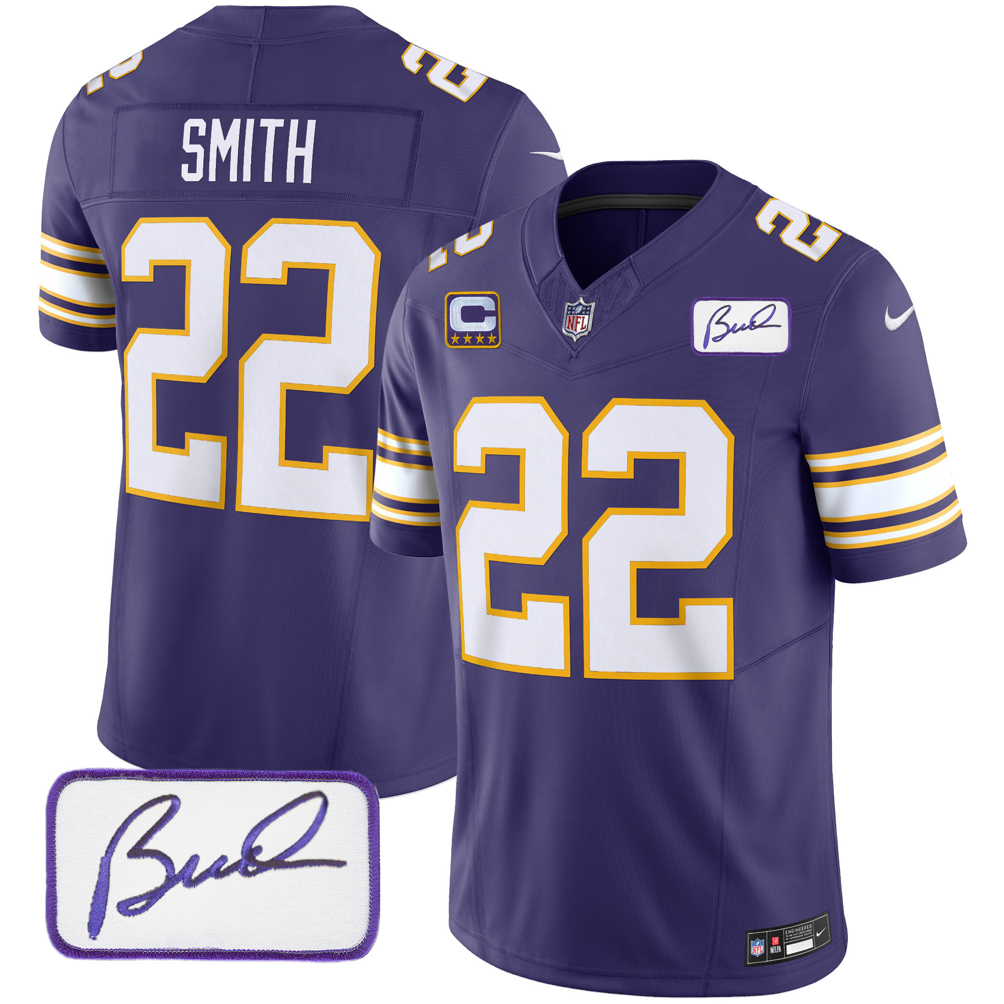 Harrison Smith Men's Minnesota Vikings Bud Grant Patch Classic Limited Purple Jersey - All Stitched