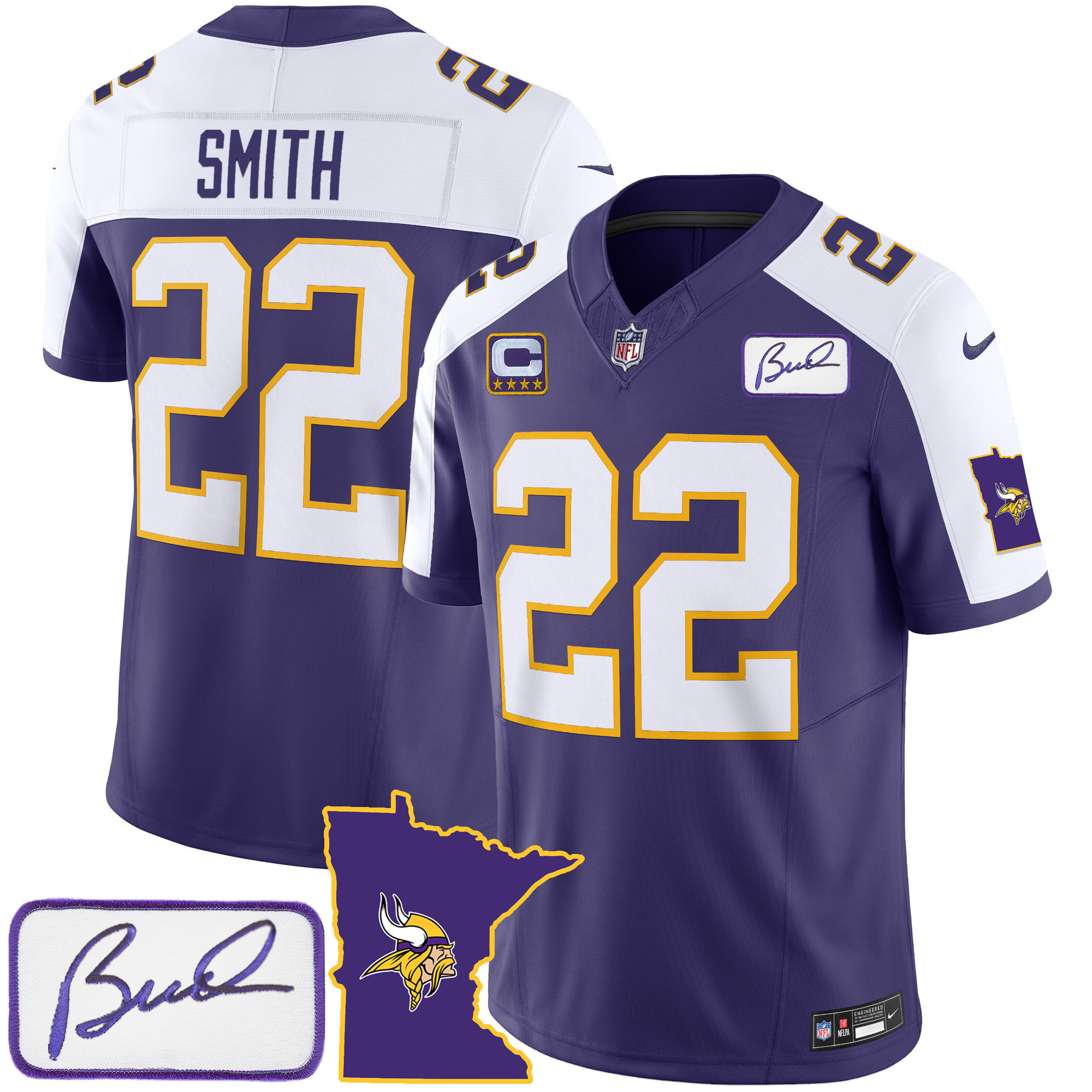 Harrison Smith Men's Minnesota Vikings Bud Grant Patch Classic Limited V2 Alternate Jersey - All Stitched