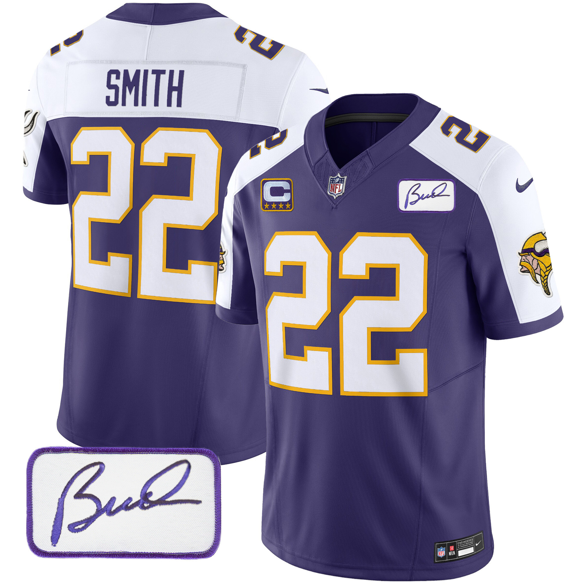 Harrison Smith Men's Minnesota Vikings Bud Grant Patch Classic Limited V3 Purple Alternate Jersey - All Stitched