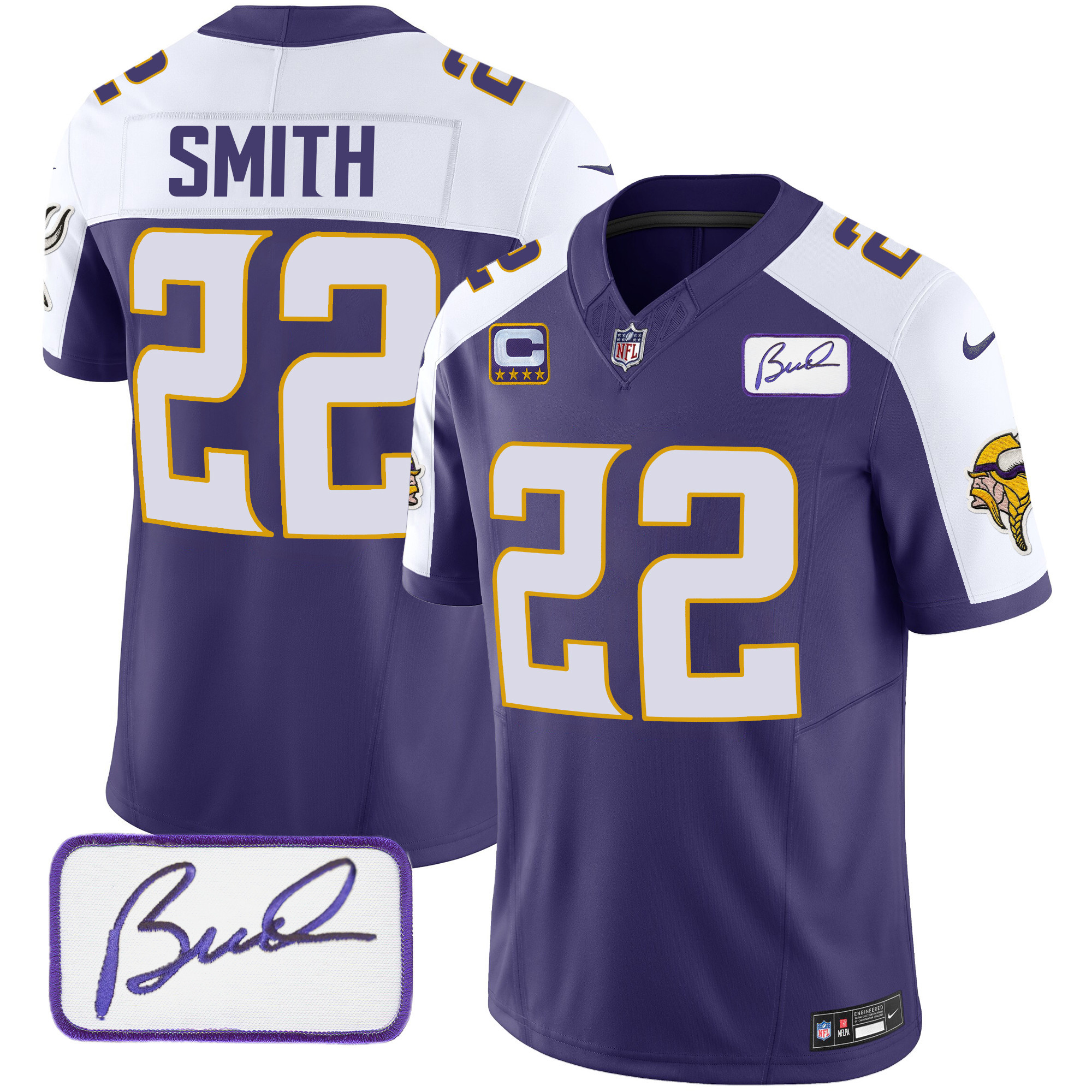 Harrison Smith Men's Minnesota Vikings Bud Grant Patch Classic Limited V4 Purple Alternate Jersey - All Stitched