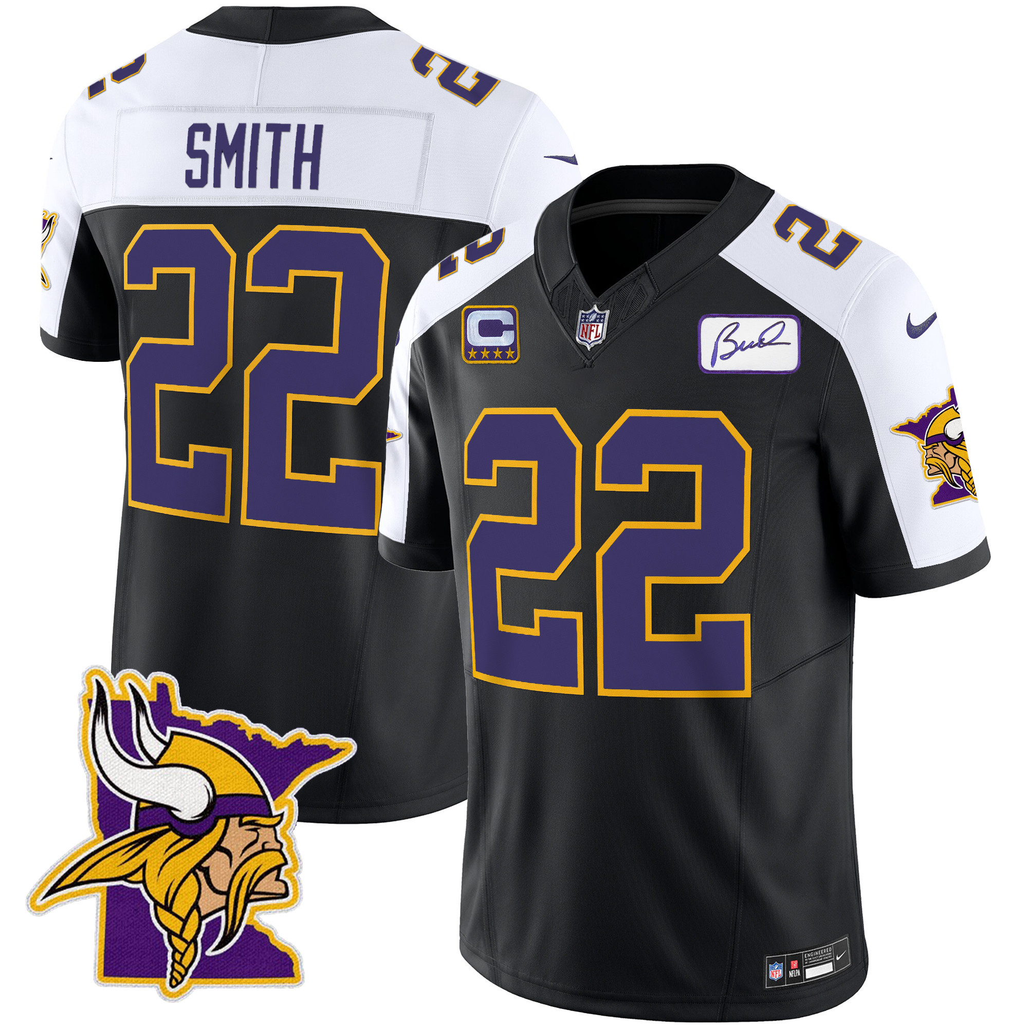 Harrison Smith Men's Minnesota Vikings Bud Grant Patch Classic Limited V5 Black Alternate Jersey - All Stitched