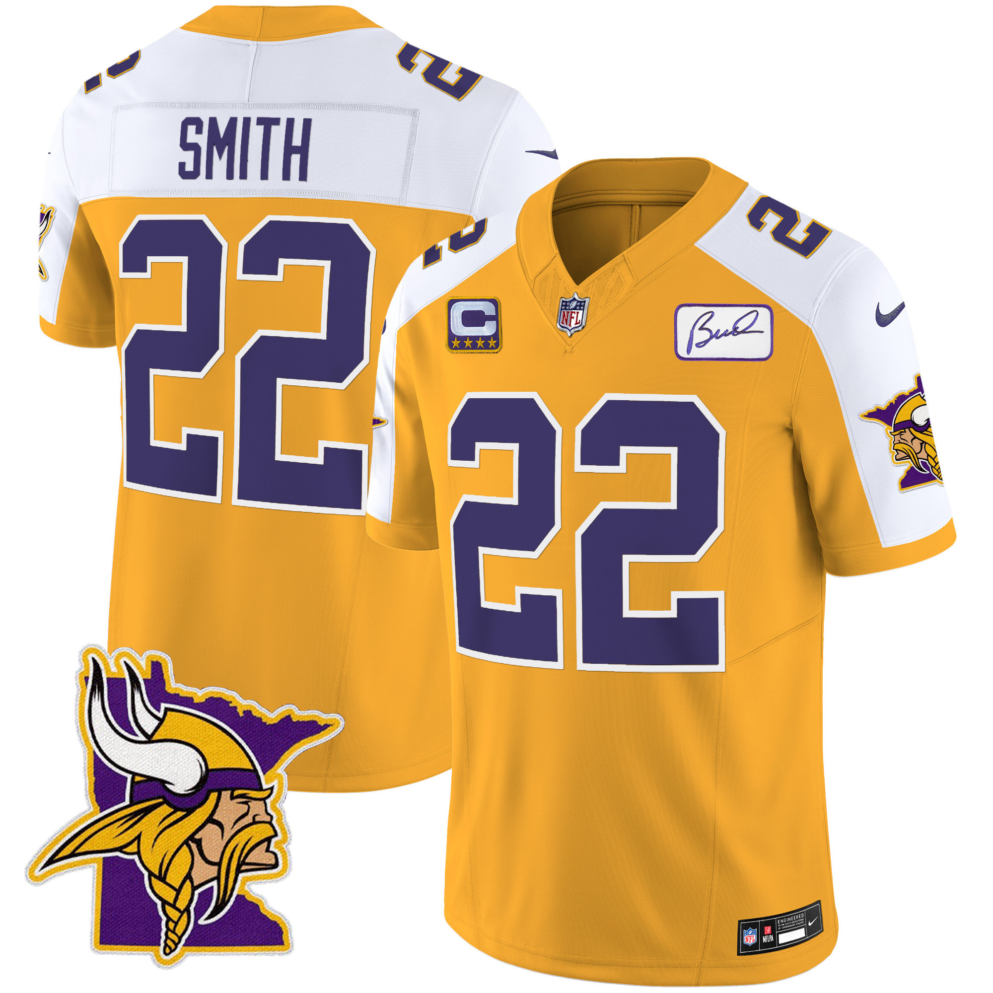 Harrison Smith Men's Minnesota Vikings Bud Grant Patch Classic Limited V5 Gold Alternate Jersey - All Stitched