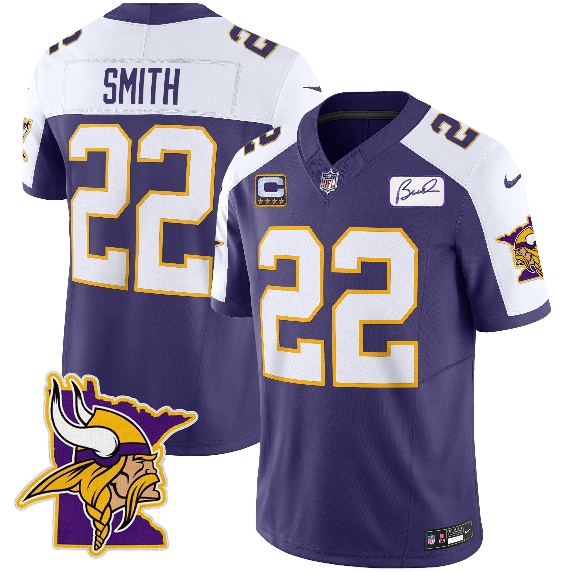 Harrison Smith Men's Minnesota Vikings Bud Grant Patch Classic Limited V5 Purple Alternate Jersey - All Stitched