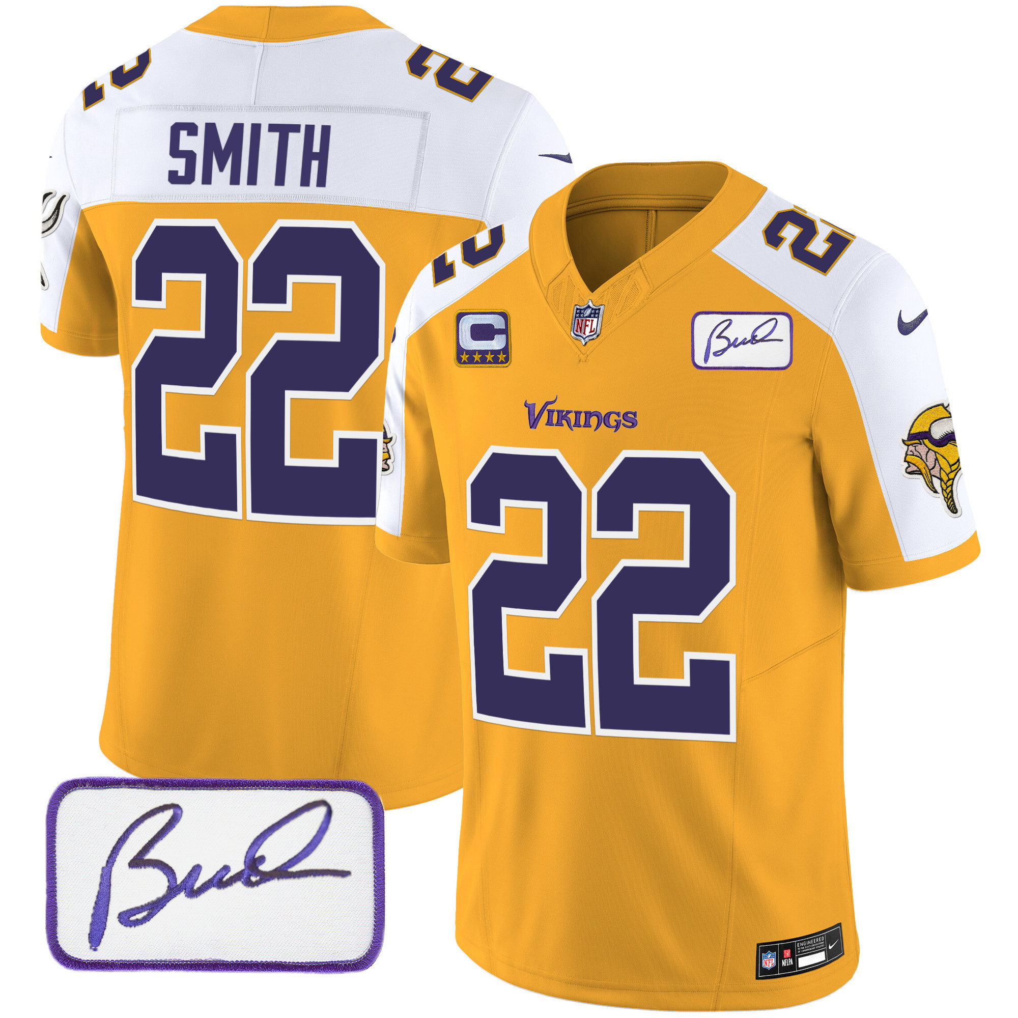 Harrison Smith Men's Minnesota Vikings Bud Grant Patch Classic Limited V6 Gold Alternate Jersey - All Stitched