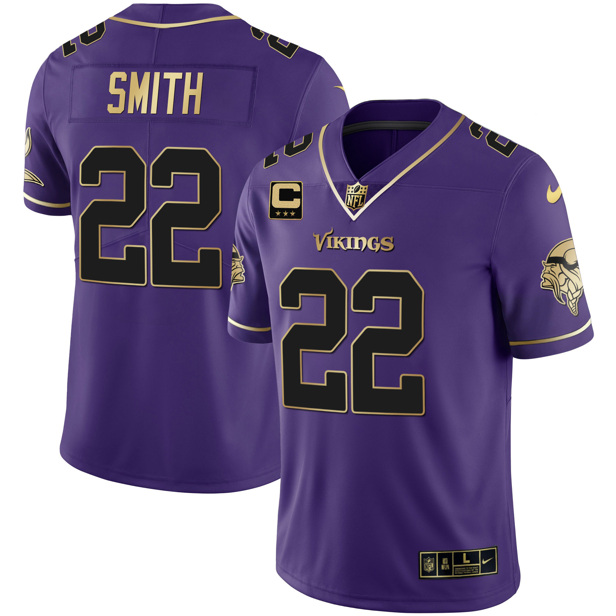 Harrison Smith Men's Minnesota Vikings Gold & Purple Black Purple Jersey - All Stitched