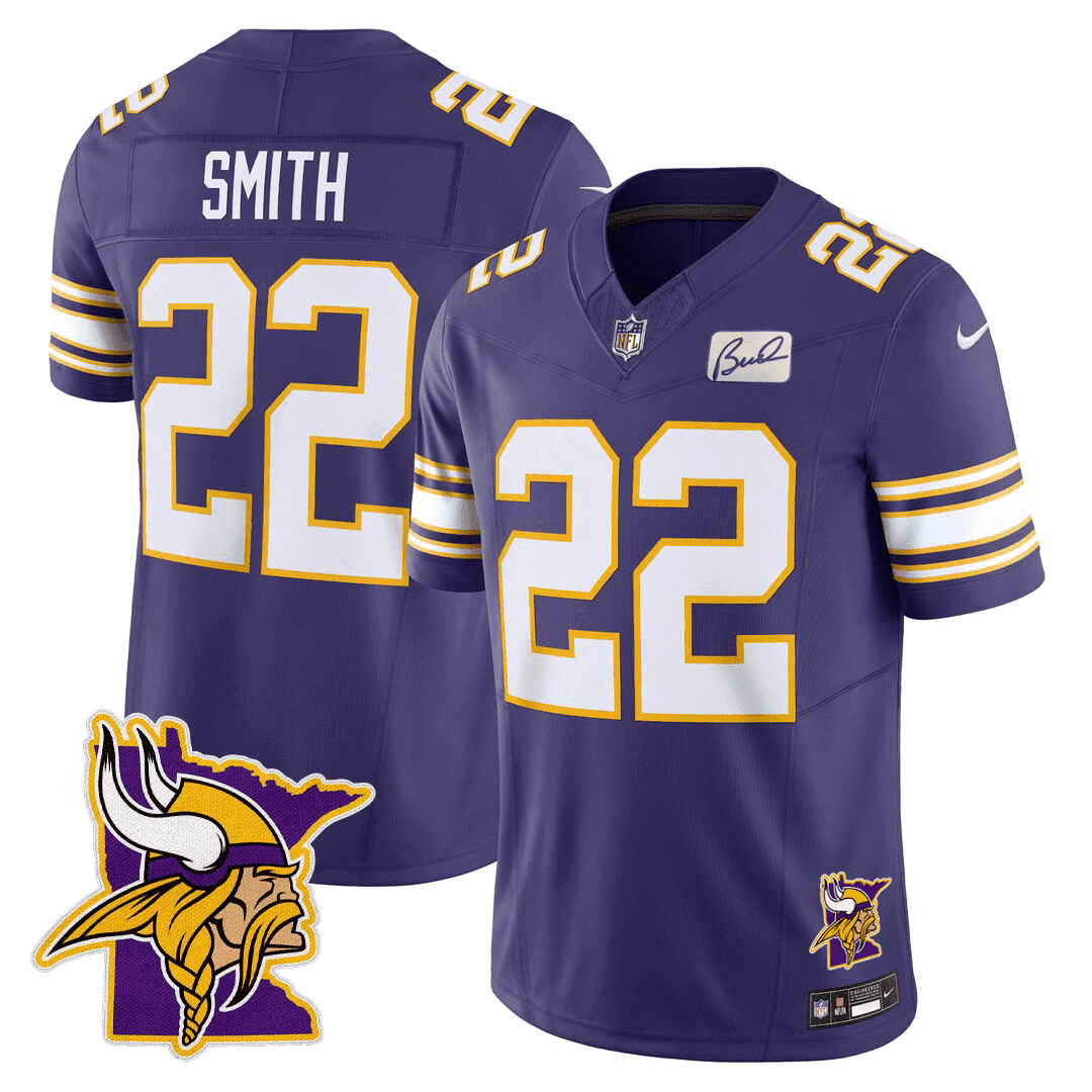 Harrison Smith Men's Minnesota Vikings Honor Bud Grant & Minnesota Map Patch Limited Purple Jersey - All Stitched