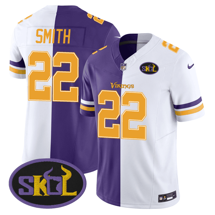 Harrison Smith Men's Minnesota Vikings SKOL Patch Purple/ White Split Jersey - All Stitched