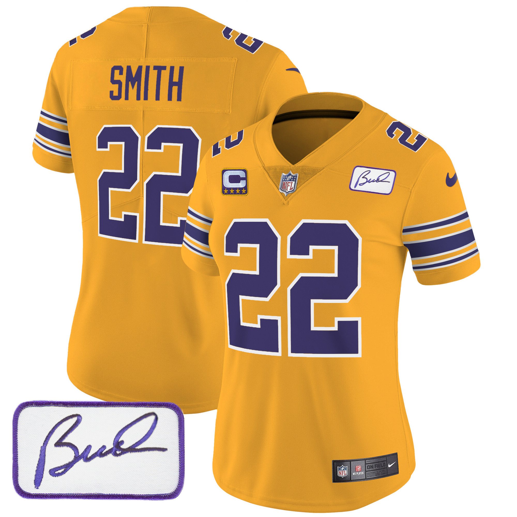 Harrison Smith Women's Minnesota Vikings Bud Grant Patch Classic Limited Gold Jersey - All Stitched